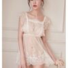 Lace Night Dress see through Lingerie Nightgown Mini Nightwear Women Sleep Dress Night Gown Sleepwear Sexy White Black