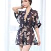 sexy nightdress woman sexy erotic underwear floral print perspective lace-up nightdress Japanese kimono miniskirt cosplay sexy nightdress woman sexy erotic underwear floral print perspective lace-up nightdress Japanese kimono miniskirt cosplay