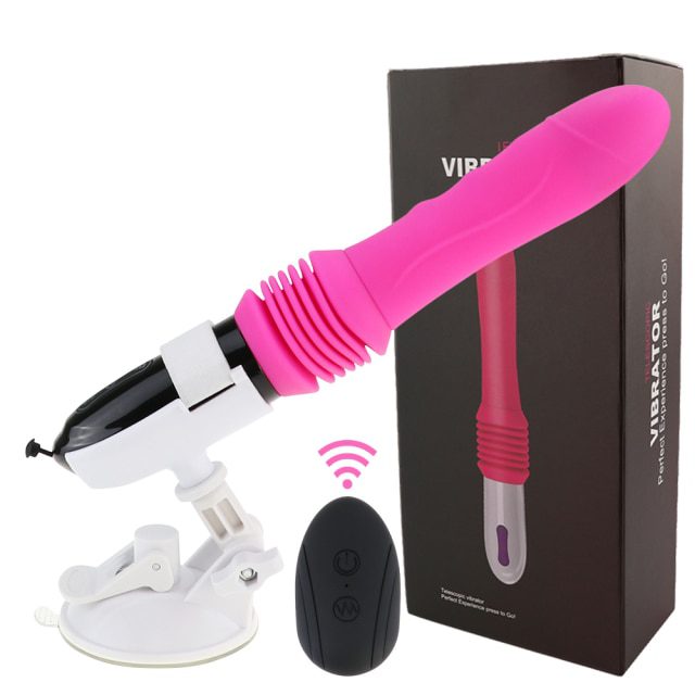 Sex Machine Telescopic Dildo Vibrator Automatic Up Down Massager G-spot Thrusting Retractable Pussy Toy Sex Toys for Women – Rose red Control Box