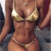 Silver Gold Sequinis Biquini Women Sexy Thong Bikini Set Summer Swimwear Push Up Padded Bra Bathing Suit Beach Wear